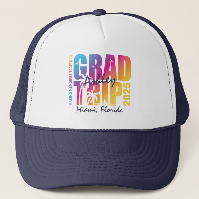 Custom Graduation Trip Group Matching Trucker Hat (Front)