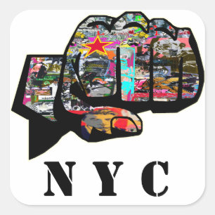 Custom graffiti fist square sticker