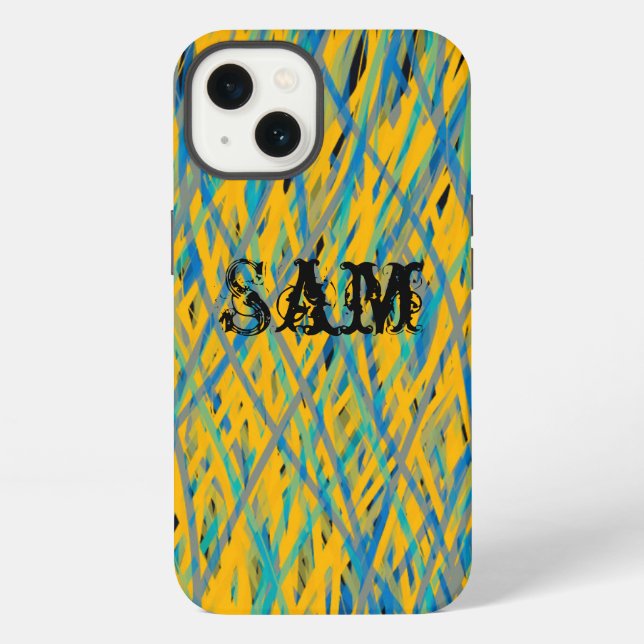 Custom Graffiti Pattern Yellow, Green, Blue Black  iPhone Case (Back)