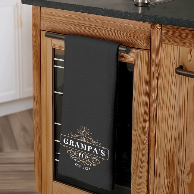 Custom Grampa's Pub Year Established Tea Towel (Creator Uploaded)