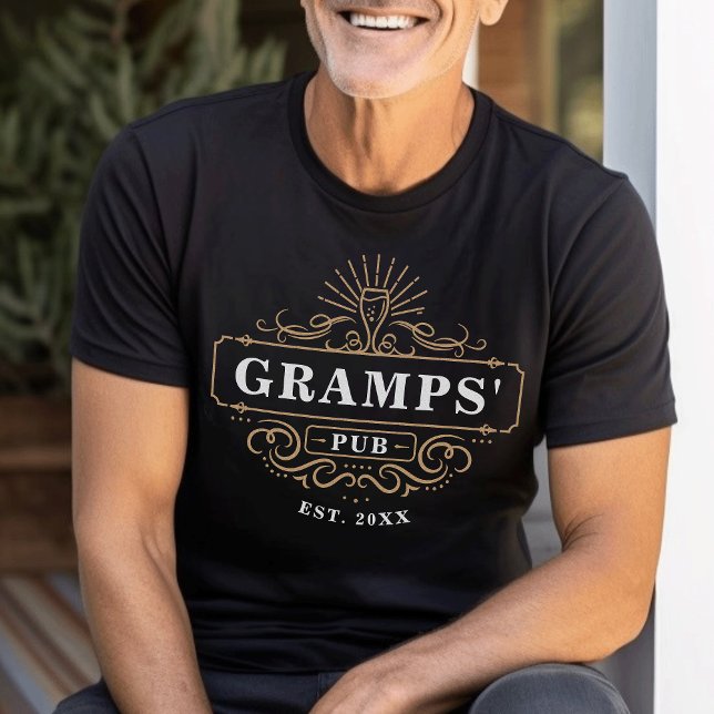 Custom Gramps' Pub Home Bar Year Established T-Shirt (Creator Uploaded)