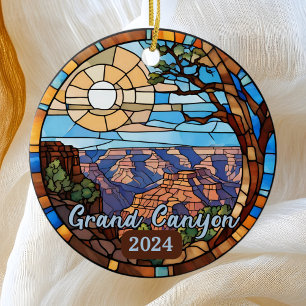 Custom Grand Canyon Faux Stained Glass Ceramic Tree Decoration