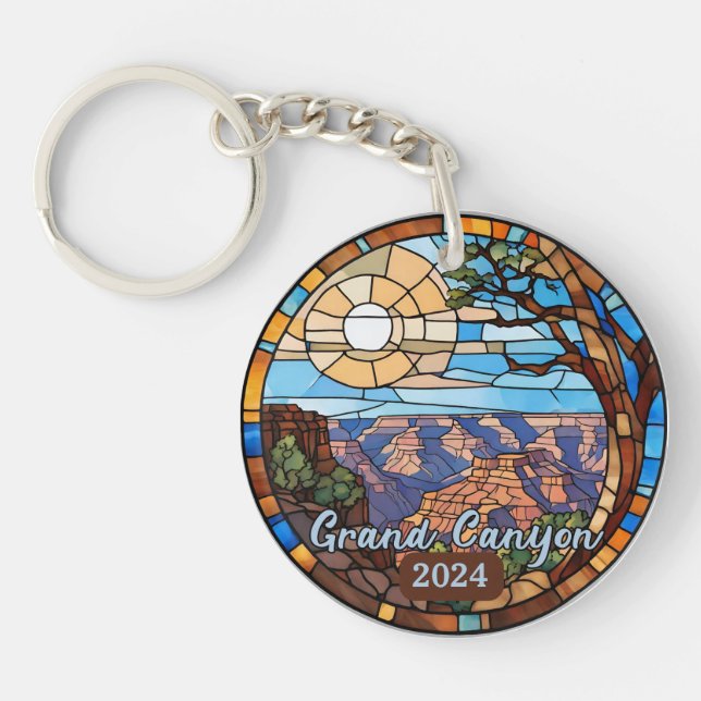 Custom Grand Canyon Faux Stained Glass  Key Ring (Front)