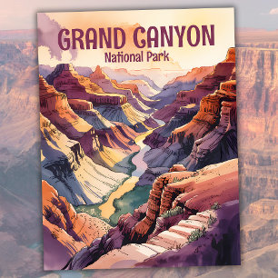 Custom Grand Canyon South Rim Colourful Watercolor Postcard