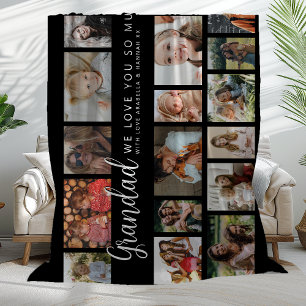 Custom Grandad 18 Photo Collage Fleece Blanket