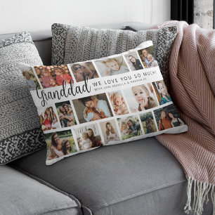 Custom Grandad 18 Photo Collage Lumbar Cushion