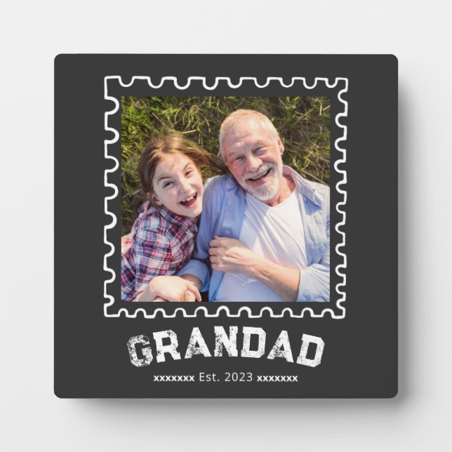 Custom Grandad Established Moden Typography Photo Plaque (Front)