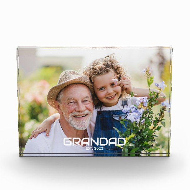 Custom Grandad Established Modern Bold Photo Block (Front)