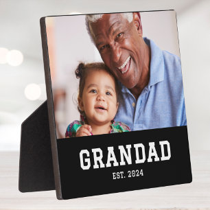 Custom Grandad Established Modern Photo Plaque