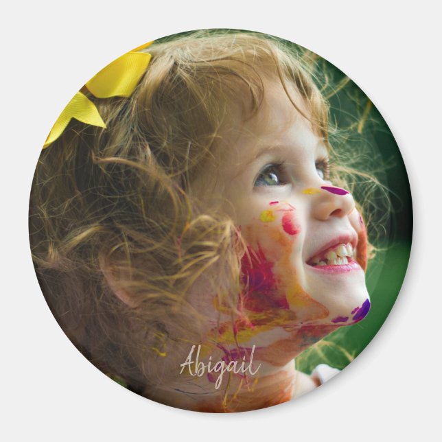 Custom Grandchild Photo Gift for Grandma Name Magnet (Front)