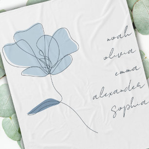 Custom Grandchildren Names Minimal Floral Script  Fleece Blanket