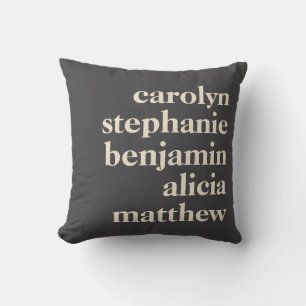 Custom Grandchildren Names Stylish Black Grey Cushion