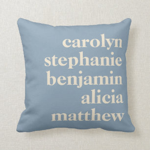 Custom Grandchildren Names Stylish Rustic Blue Cushion