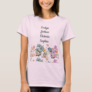Custom Grandchildren Names wildflowers  T-Shirt