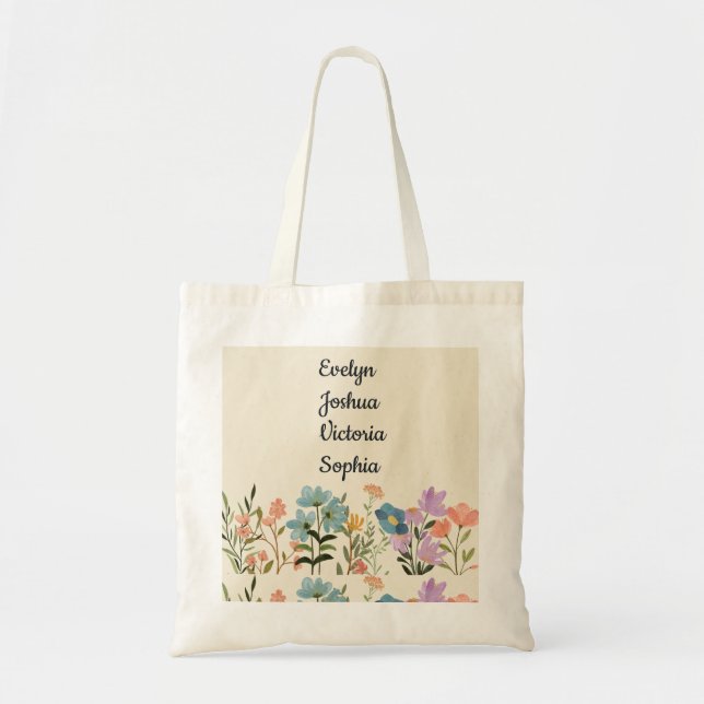 Custom Grandchildren Names wildflowers  Tote Bag (Front)