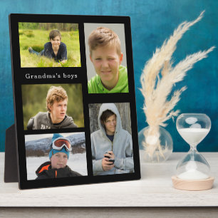 Custom grandchildren photo grandmother boys black plaque