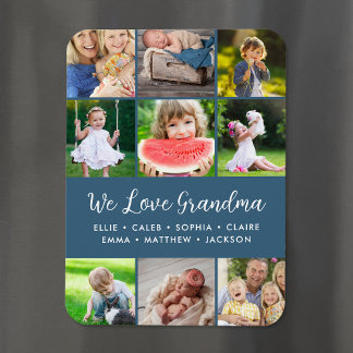 Custom Grandkids Names 9 Photo Collage Magnet