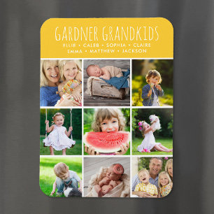 Custom Grandkids Names Instagram 9 Photo Collage Magnet