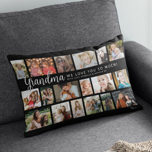 Custom Grandma 18 Photo Collage Lumbar Cushion
