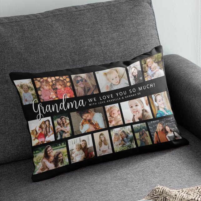 Custom Grandma 18 Photo Collage Lumbar Cushion (Creator Uploaded)