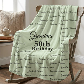 Custom Grandma 50th birthday personalised name Sherpa Blanket