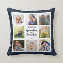 Custom Grandma and Grandpa Pillow with 8 Photos 