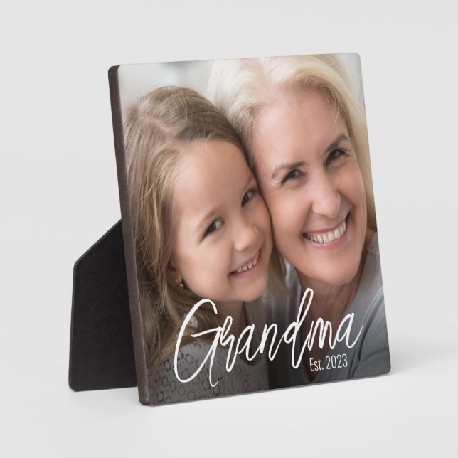 Custom Grandma Established Year Photo Plaque (Front)