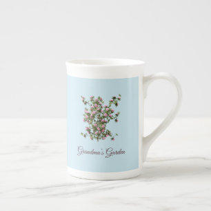 Custom Grandma Garden Floral Name Design Bone China Mug