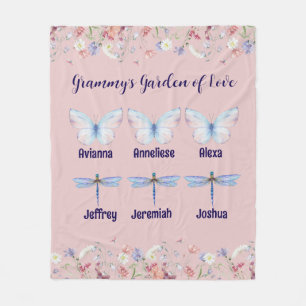 Custom Grandma Garden of Love Gift  Fleece Blanket