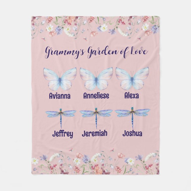 Custom Grandma Garden of Love Gift  Fleece Blanket (Front)