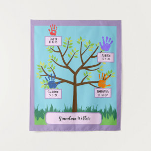 Custom Grandma Gift Grandkids’ Names Birthdays Tapestry