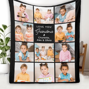 Custom Grandma Gift Personalised 11 Photo Collage Fleece Blanket