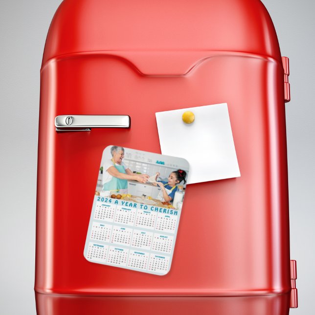 Custom Grandma Grandkids Photo 2024 Year Calendar Magnet (Creator Uploaded)