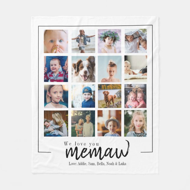 Custom grandma memaw photo collage fleece blanket (Front)