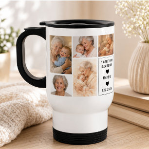 Custom Grandma Photo Collage Grandparents Day Travel Mug