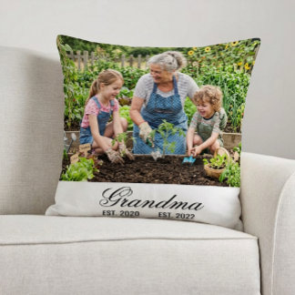 Custom Grandma Photo Multi Year Est Script Cushion