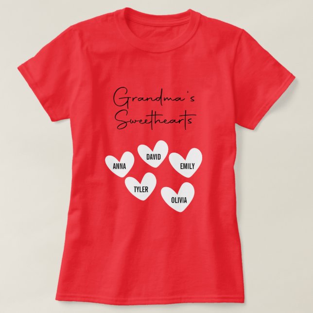  Custom Grandma with Grandkids Name T-Shirt (Design Front)