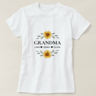 Custom Grandma With Kids Names Mothers Day Gift T-Shirt