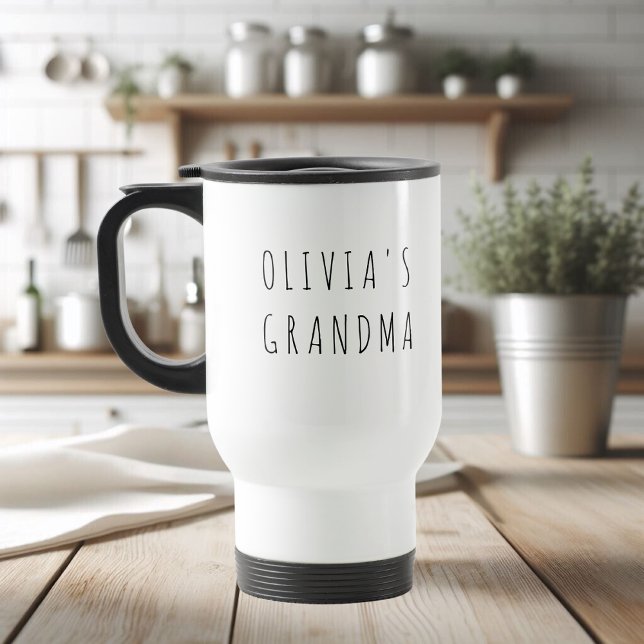 Custom Grandma with Kids' Photos & Name Travel Mug (Creator Uploaded)