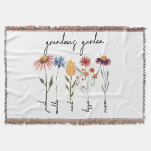 Custom Grandma's Garden Personalised Birthday Throw Blanket