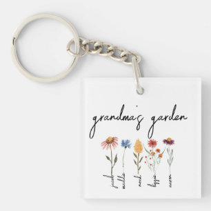Custom Grandma's Garden Personalized Birthday  Key Ring