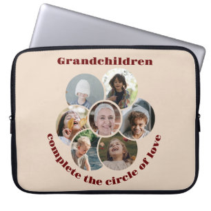 Custom Grandmother/children 7 Circle Photo Collage Laptop Sleeve