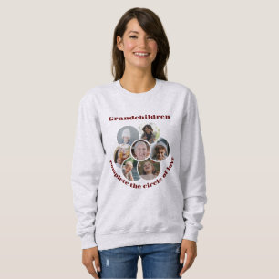 Custom Grandmother/children 7 Circle Photo Collage Sweatshirt