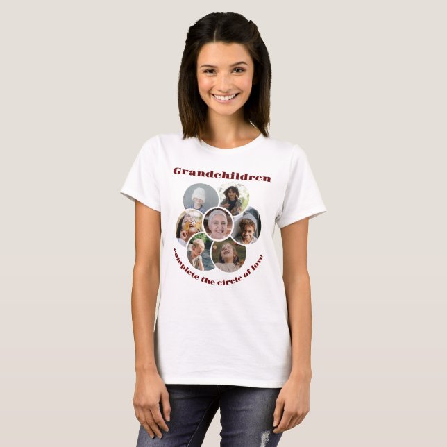 Custom Grandmother/children 7 Circle Photo Collage T-Shirt (Front Full)