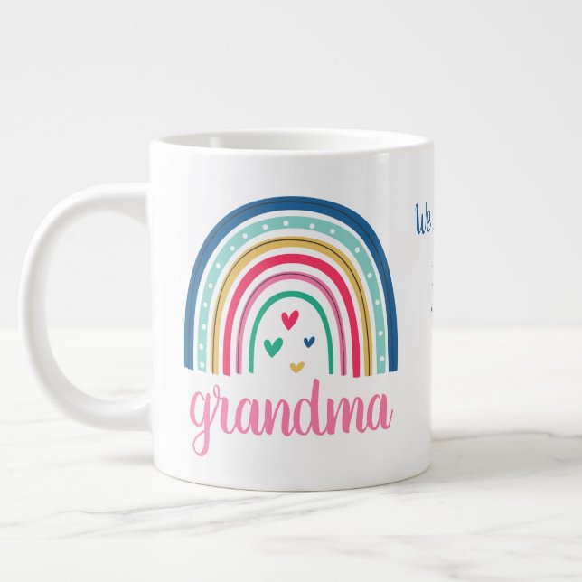 Custom Grandmother Rainbow Large Coffee Mug (Left)