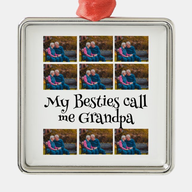 Custom Grandpa 9 Photo Collage  Metal Tree Decoration (Front)
