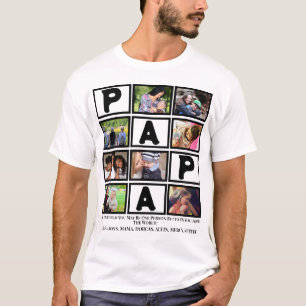 Custom  Grandpa Fathers Day Papa  9 Photo Collage T-Shirt