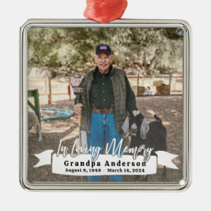 Custom Grandpa Memorial Photo In Loving Memory Metal Tree Decoration
