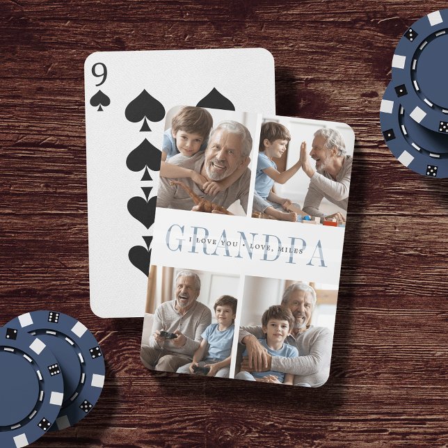 Custom Grandpa Nickname Photo Collage Playing Cards (Creator Uploaded)