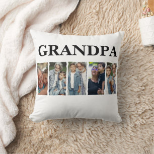 Custom Grandpa Photo Collage Personalized Gift Cushion